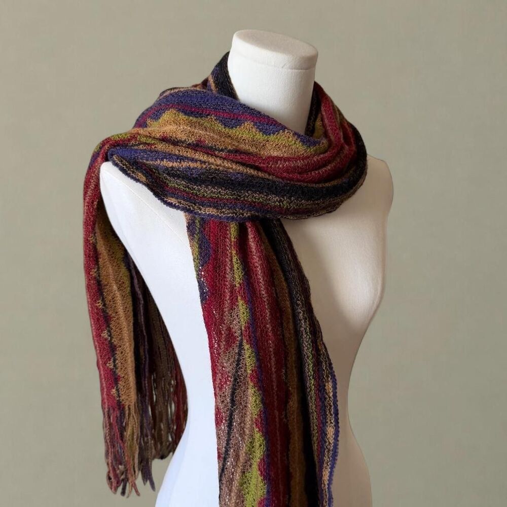 Vintage Valentine Cravatte Multicolor Scarf With Fringe